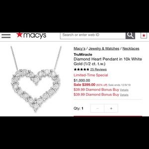 10k white gold necklace with heart shape pendant